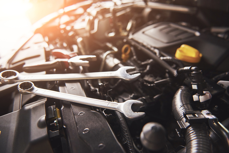 Tools on engine bay of car